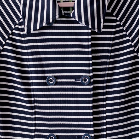 CAbi Maritime Trench Coat - Navy & White Stripe - Knit - Size Medium - Picture 5 of 13